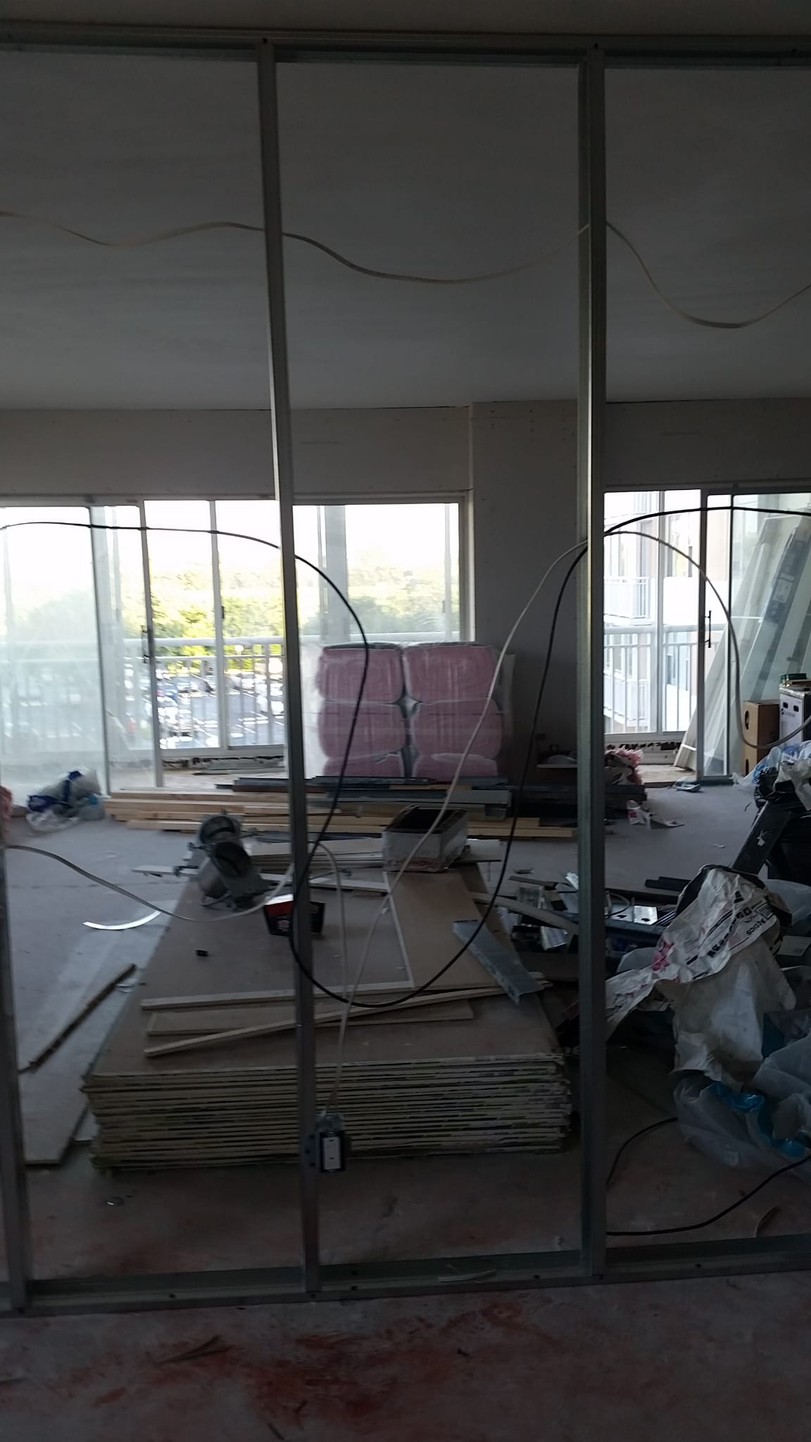 Interior metal framing installation during renovation