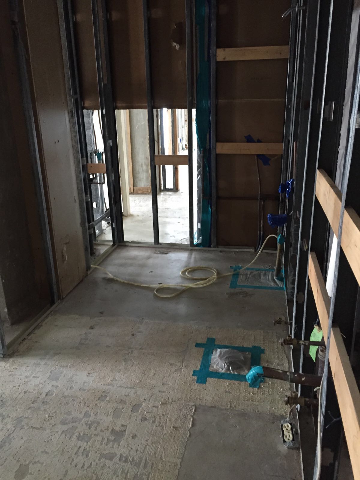 Bathroom wall framing and plumbing rough-in